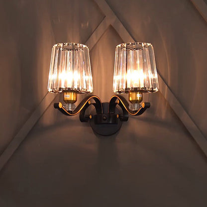 Vivolux | Wandlamp Moderne Woonkamer Wandmontage Lamp met Conische Kristallen Schaduw in Zwart