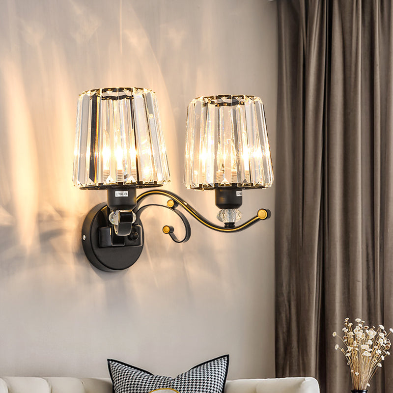 Vivolux | Wandlamp Moderne Woonkamer Wandmontage Lamp met Conische Kristallen Schaduw in Zwart