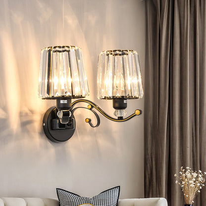 Vivolux | Wandlamp Moderne Woonkamer Wandmontage Lamp met Conische Kristallen Schaduw in Zwart
