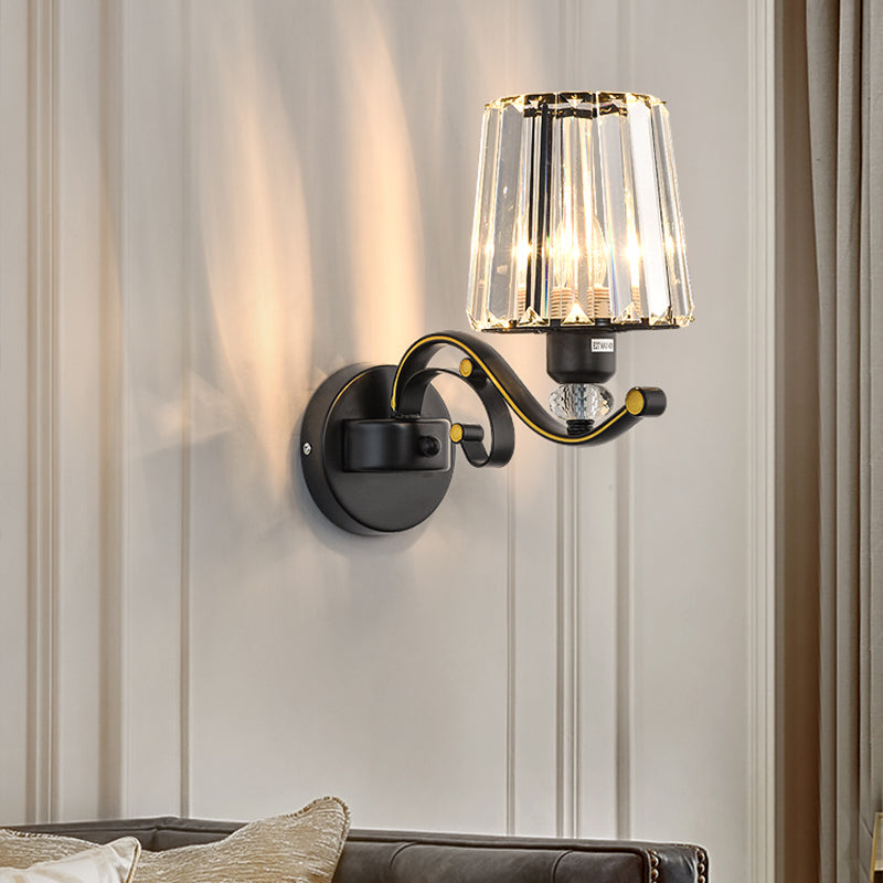 Vivolux | Wandlamp Moderne Woonkamer Wandmontage Lamp met Conische Kristallen Schaduw in Zwart