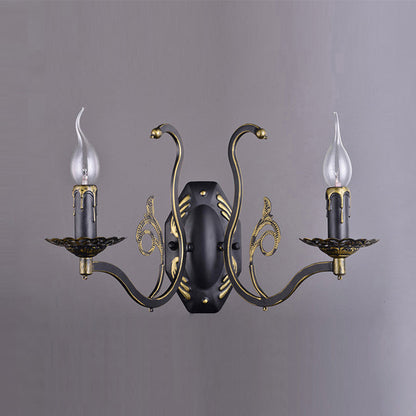 Vivolux | Kandelaar Woonkamer Wandlamp Retro Metaal 1/2-Licht Zwarte Wandgemonteerde Lamp