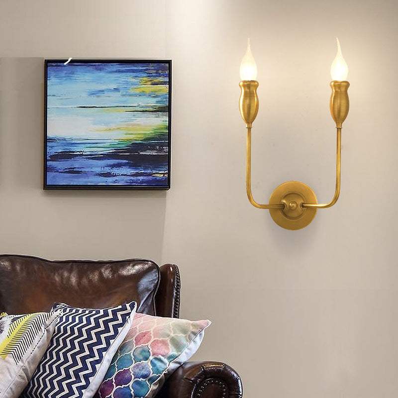 Vivolux | 1/2-Head Metall Wandlampe Vintage Stil Messing Kerze Esszimmer Wand Sconce Beleuchtung