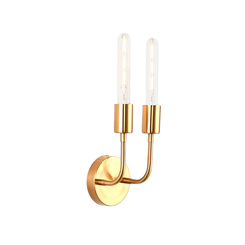Vivolux | Metalen Gouden Wandlamp Open Gloeilamp 1/2-Licht Vintage Wandlicht Sconces met Ronde Achterplaat voor Porche