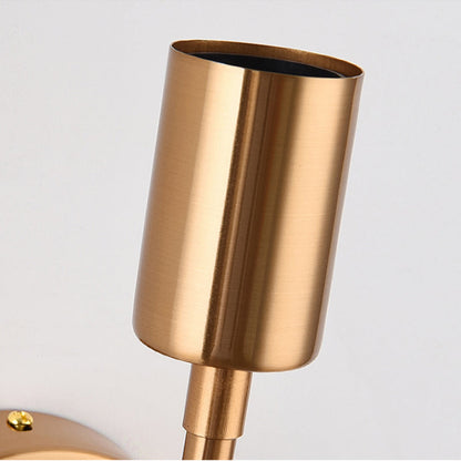 Vivolux | Metalen Gouden Wandlamp Open Gloeilamp 1/2-Licht Vintage Wandlicht Sconces met Ronde Achterplaat voor Porche