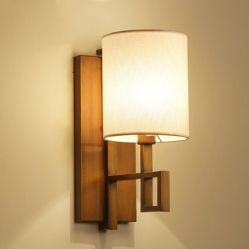 Vivolux | Zwart/Brons 1-Lamp Wandlamp Vintage Stoffen Cilinderkap Wandlicht voor Hal