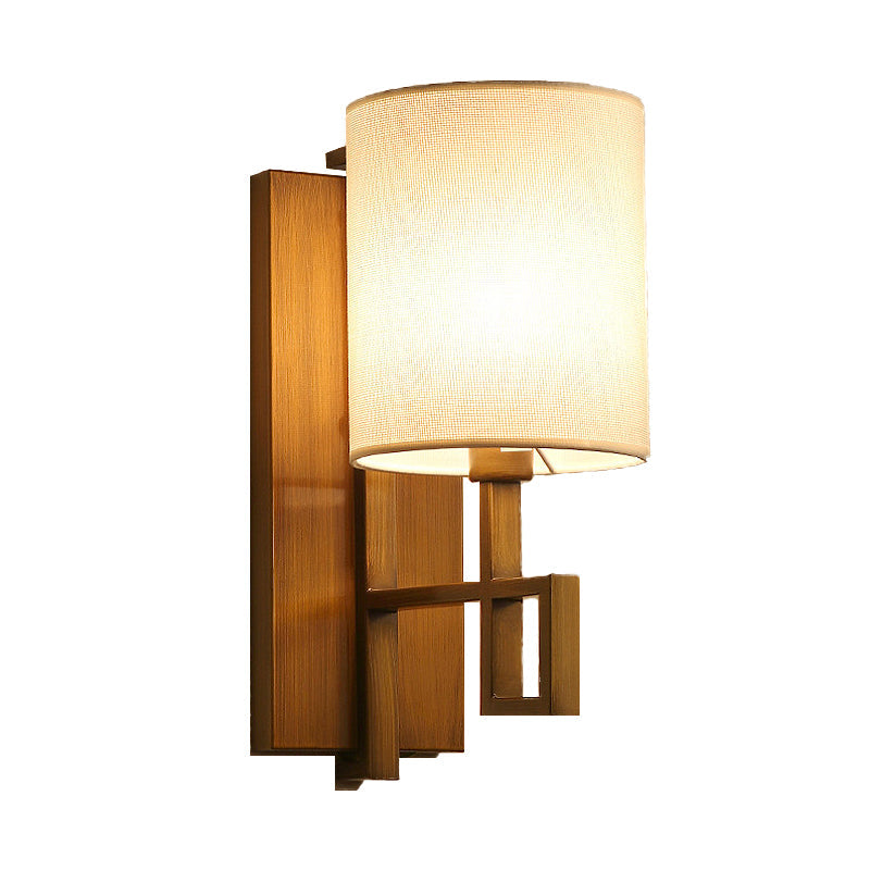 Vivolux | Zwart/Brons 1-Lamp Wandlamp Vintage Stoffen Cilinderkap Wandlicht voor Hal