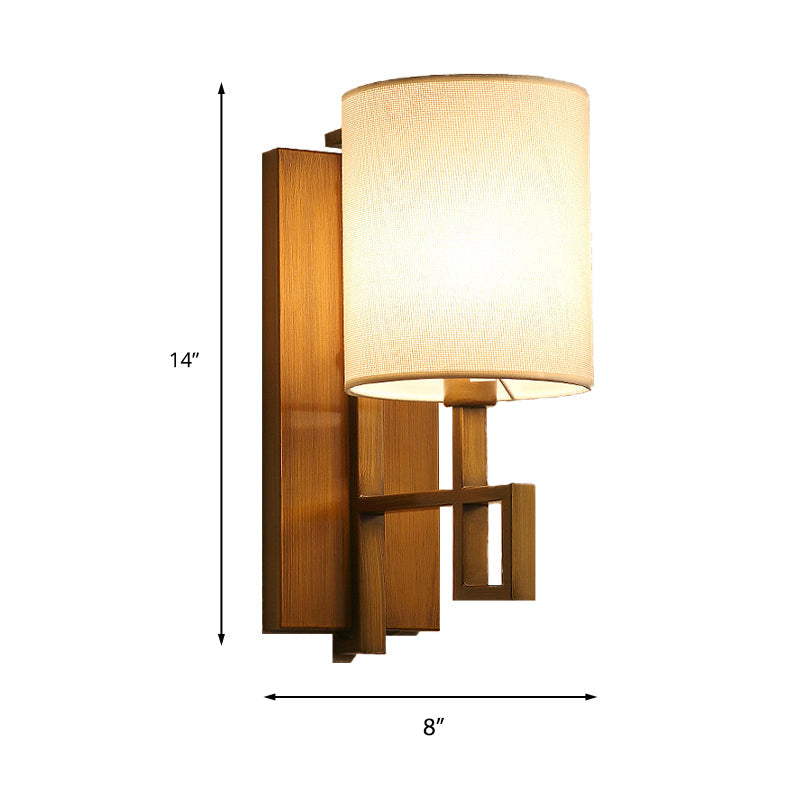 Vivolux | Zwart/Brons 1-Lamp Wandlamp Vintage Stoffen Cilinderkap Wandlicht voor Hal