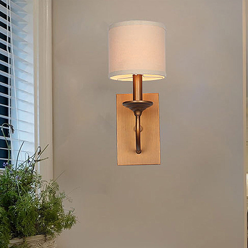 Vivolux | Stoffen Schaduw Cilindrische Wandlamp Vintage Stijl 1/2-Licht Slaapkamer Wandlamp Sconces in Flaxen