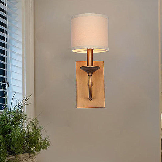 Vivolux | Stoffen Schaduw Cilindrische Wandlamp Vintage Stijl 1/2-Licht Slaapkamer Wandlamp Sconces in Flaxen