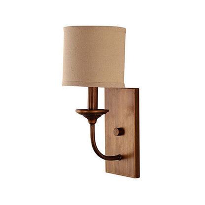 Vivolux | Stoffen Schaduw Cilindrische Wandlamp Vintage Stijl 1/2-Licht Slaapkamer Wandlamp Sconces in Flaxen