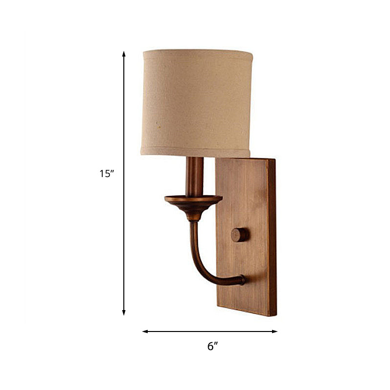 Vivolux | Stoffen Schaduw Cilindrische Wandlamp Vintage Stijl 1/2-Licht Slaapkamer Wandlamp Sconces in Flaxen