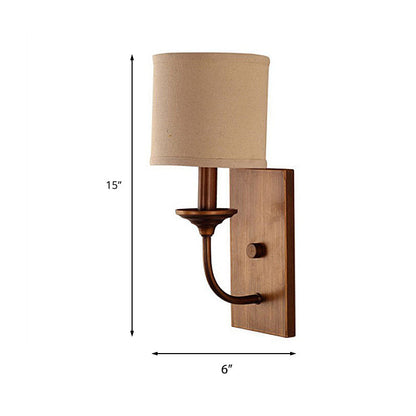Vivolux | Stoffen Schaduw Cilindrische Wandlamp Vintage Stijl 1/2-Licht Slaapkamer Wandlamp Sconces in Flaxen