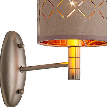 Vivolux | Zylindrische Schlafzimmer Wandlicht Leuchte Traditionelle Metall Einzelne Glühbirne Licht Kaffee Wandlampe mit Stoffschirm