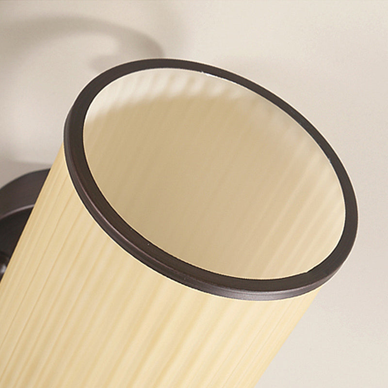 Vivolux | Schwarze Zylinderschirmwandleuchte Retro Stoffschirm 1-Lampe Wohnzimmer Wandleuchte mit metallischem geschwungenem Arm