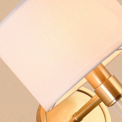 Vivolux | Metalen Messing Wandlamp Drum 1-Licht Vintage Wandlicht Sconces met Witte Stoffen Shade voor Studie