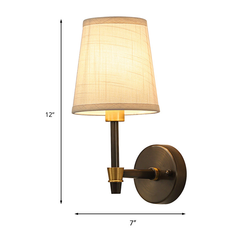 Vivolux | Einzelne Lichtlesewandlampe Traditionelle konische Stoffwandlampe in Weiß für das Studium