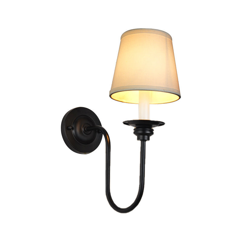 Vivolux | Kegelstof Wandlamp Traditioneel 1 Hoofdslaapkamer Wandlamp Licht met Metalen Gebogen Arm in Wit