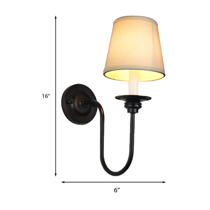 Vivolux | Kegelstof Wandlamp Traditioneel 1 Hoofdslaapkamer Wandlamp Licht met Metalen Gebogen Arm in Wit