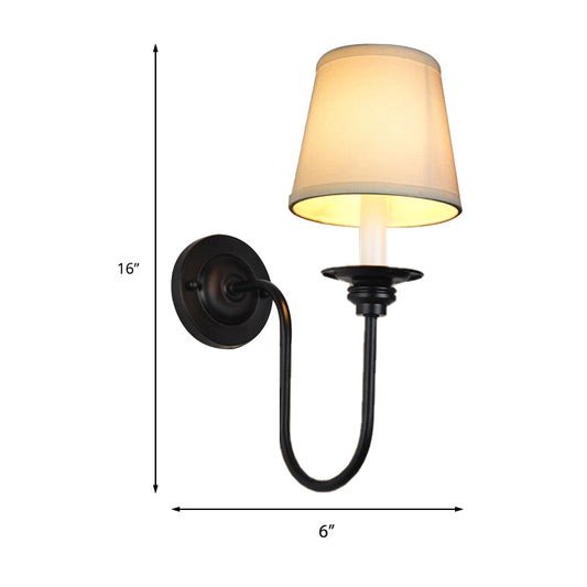 Vivolux | Kegelstof Wandlamp Traditioneel 1 Hoofdslaapkamer Wandlamp Licht met Metalen Gebogen Arm in Wit