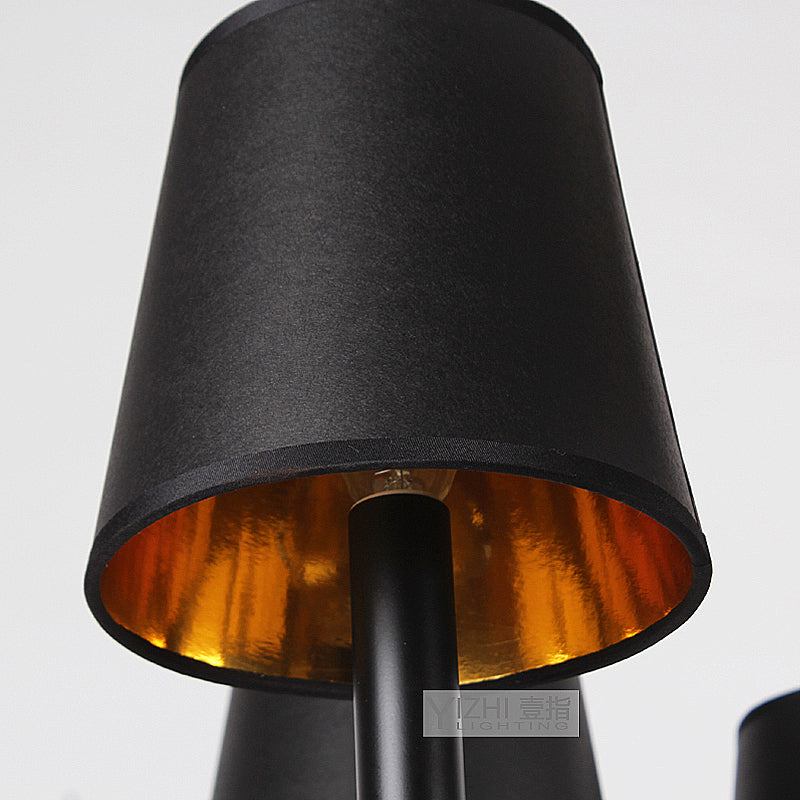 Vivolux | Kegelförmige Flur Wandleuchte Antikes Gewebe 1 Licht Schwarze Wandmontierte Lampe mit Acrylakzent