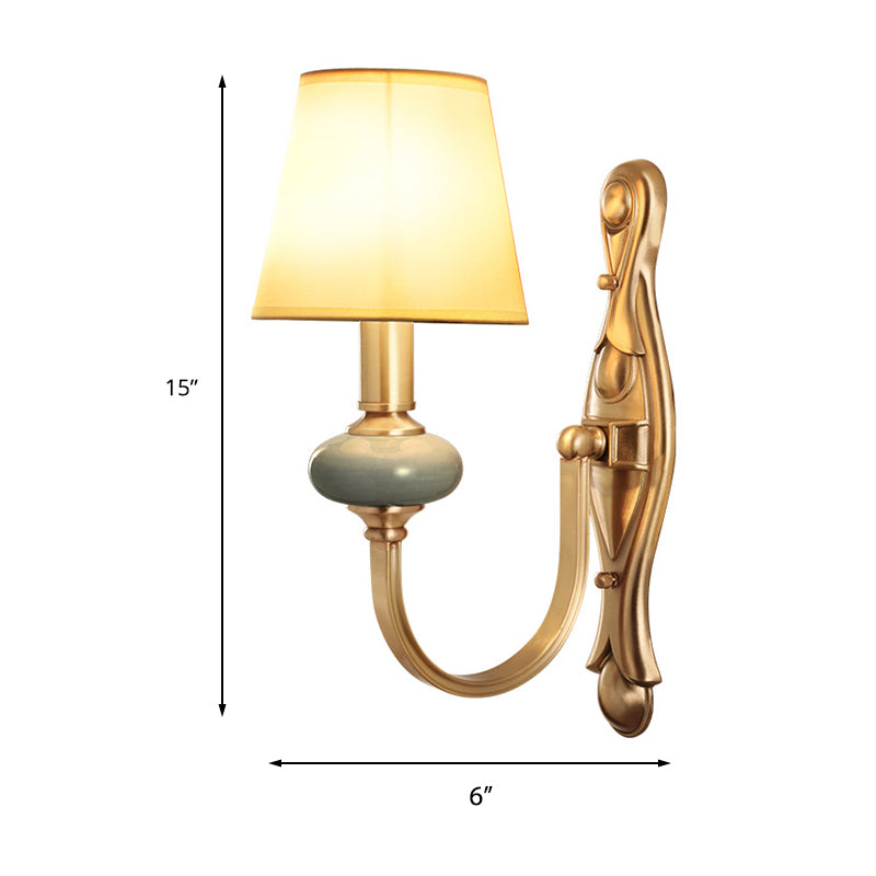 Vivolux | Stoff Messing Wandschalter Tapered Shade 1 Licht Vintage Wandleuchte für Wohnzimmer