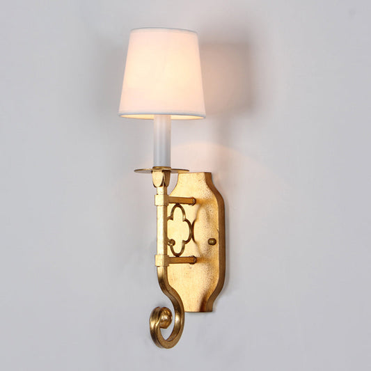 Vivolux | Gold 1 Lampen Wandleuchte Licht Vintage Stil Stoff Schmaler Schirm Wandmontierte Lichtquelle