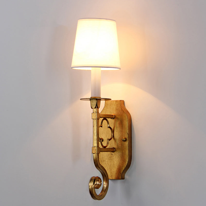 Vivolux | Gold 1 Lampen Wandleuchte Licht Vintage Stil Stoff Schmaler Schirm Wandmontierte Lichtquelle