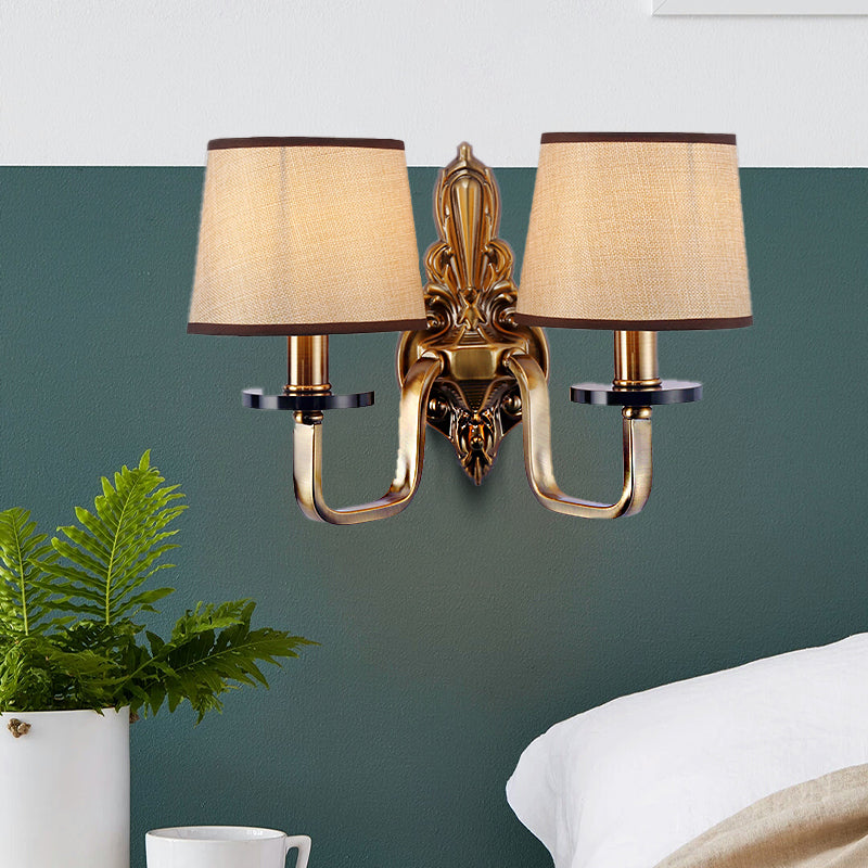 Vivolux | Stof Schaduw Gouden Wandlamp Barrel 1/2-Licht Vintage Wandmontage Verlichtingsarmatuur voor Woonkamer