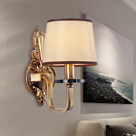 Vivolux | Stof Schaduw Gouden Wandlamp Barrel 1/2-Licht Vintage Wandmontage Verlichtingsarmatuur voor Woonkamer