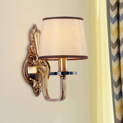 Vivolux | Stof Schaduw Gouden Wandlamp Barrel 1/2-Licht Vintage Wandmontage Verlichtingsarmatuur voor Woonkamer