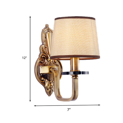 Vivolux | Stof Schaduw Gouden Wandlamp Barrel 1/2-Licht Vintage Wandmontage Verlichtingsarmatuur voor Woonkamer