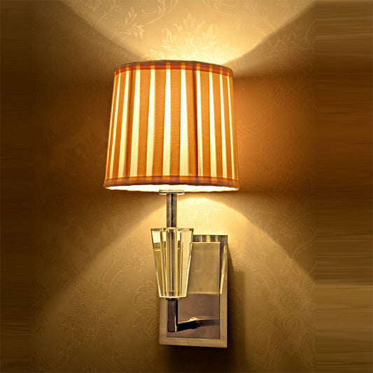 Vivolux | Chrome Einzelleuchten Wand Sconces Modern Stil Stoff Faltenlampenschirm Wandmontierte Lichtquelle