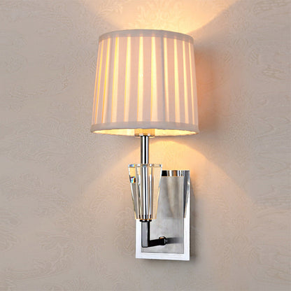 Vivolux | Chrome Einzelleuchten Wand Sconces Modern Stil Stoff Faltenlampenschirm Wandmontierte Lichtquelle