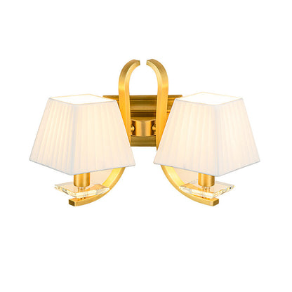 Vivolux | Trapezium Stoffschatten Wandleuchte Vintage 1/2-Kopf Schlafzimmer Wandmontage Lampe in Gold