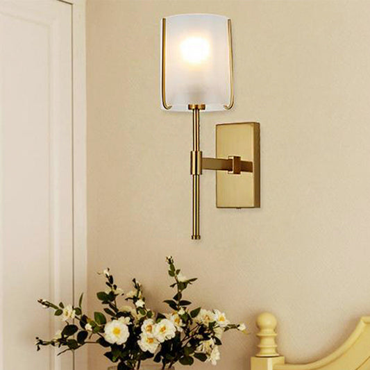 Vivolux | Stoffen Schaduw Gouden Wandlamp Cilinder Enkel Hoofd Eenvoudige Wandgemonteerde Verlichtingsarmatuur voor Woonkamer