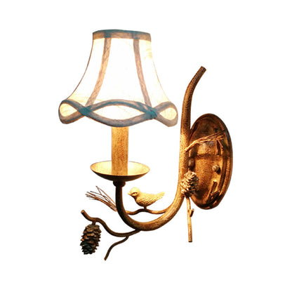 Vivolux | Stoffen Bel Shade Wandverlichting Traditioneel 1/2 Lichten Slaapkamer Wandlamp Armatuur in Bruin