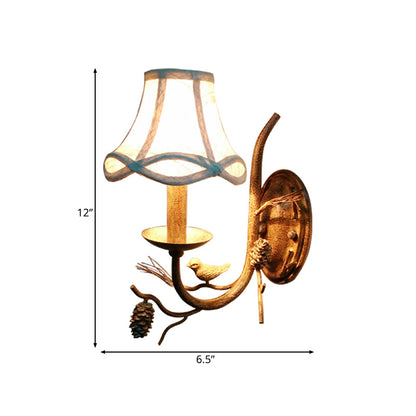 Vivolux | Stoffen Bel Shade Wandverlichting Traditioneel 1/2 Lichten Slaapkamer Wandlamp Armatuur in Bruin
