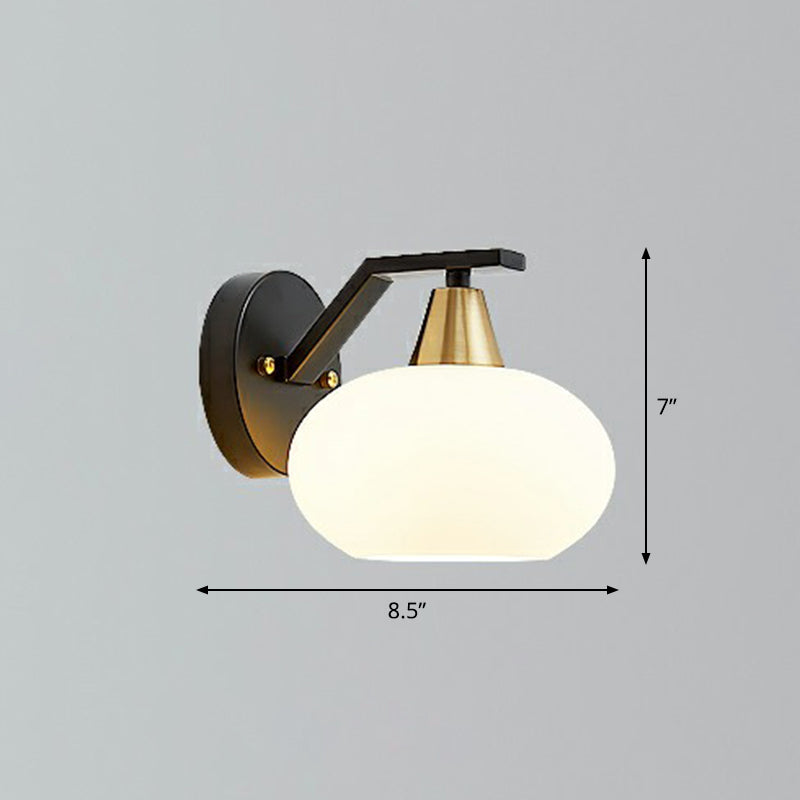 Vivolux | Ellipse Schlafzimmer Wandleuchte Minimalismus Weißes Glas Einzelne schwarze Wandlampe Beleuchtung