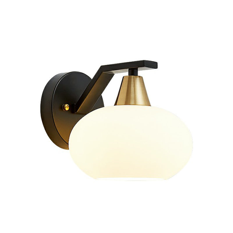 Vivolux | Ellipse Schlafzimmer Wandleuchte Minimalismus Weißes Glas Einzelne schwarze Wandlampe Beleuchtung