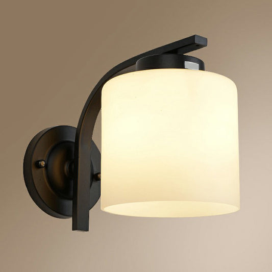 Vivolux | Weißes Glaszylinder-Wandleuchte Einfachheit 1 Kopf Wohnzimmer Wandleuchte Lampe in Schwarz