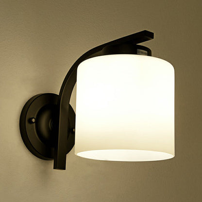 Vivolux | Weißes Glaszylinder-Wandleuchte Einfachheit 1 Kopf Wohnzimmer Wandleuchte Lampe in Schwarz
