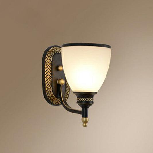 Vivolux | Vintage Bell Wandlamp Verlichting Opal Glas Muur Gemonteerde Lamp in Zwart voor Gang