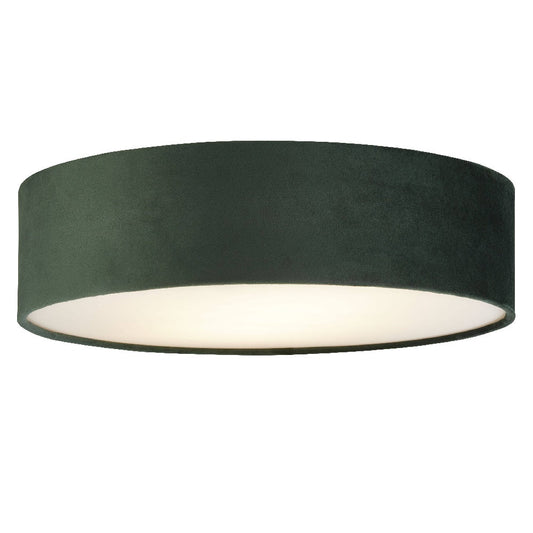 Vivolux | Grüner Samt & Opal Diffusor Vintage Runde Flush-Trommellicht 38cm