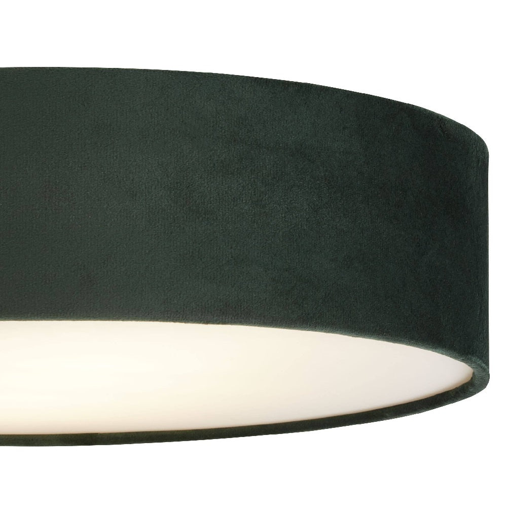 Vivolux | Grüner Samt & Opal Diffusor Vintage Runde Flush-Trommellicht 38cm
