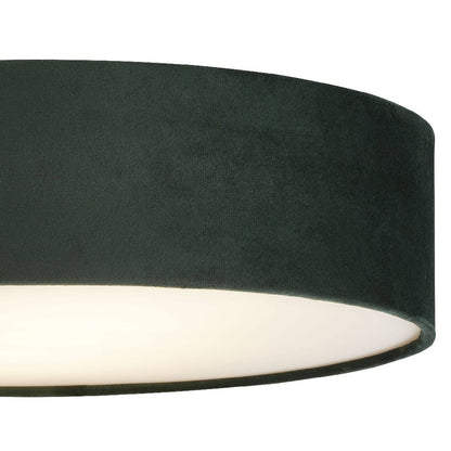 Vivolux | Grüner Samt & Opal Diffusor Vintage Runde Flush-Trommellicht 38cm