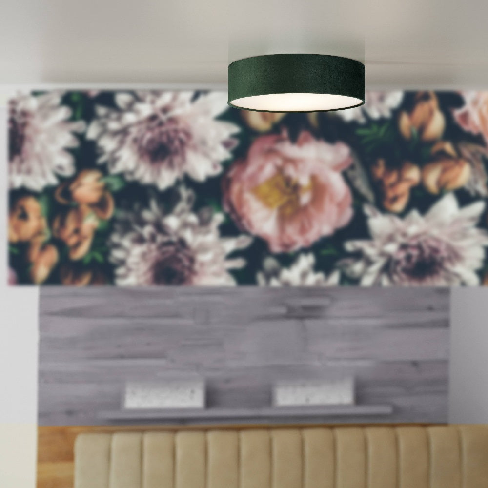 Vivolux | Grüner Samt & Opal Diffusor Vintage Runde Flush-Trommellicht 38cm
