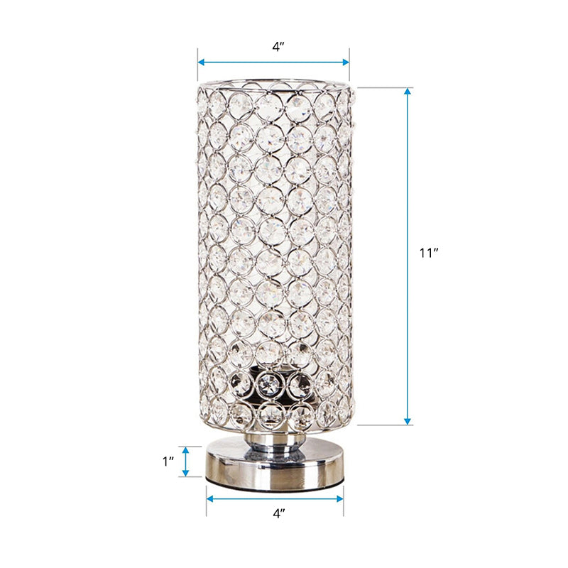 Vivolux | Kristall Tischlampe - Modern Nachtlicht mit Chrom-Finish