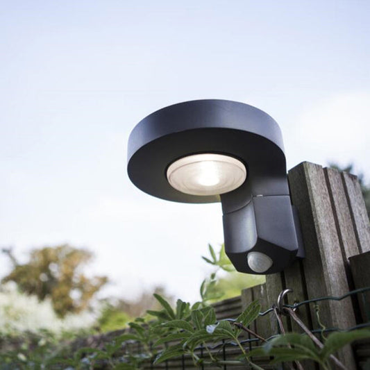 Vivolux | Runde LED Solar Wand Sconce Beleuchtung Moderne Metall Innenhof Wandlicht Anlage in Schwarz