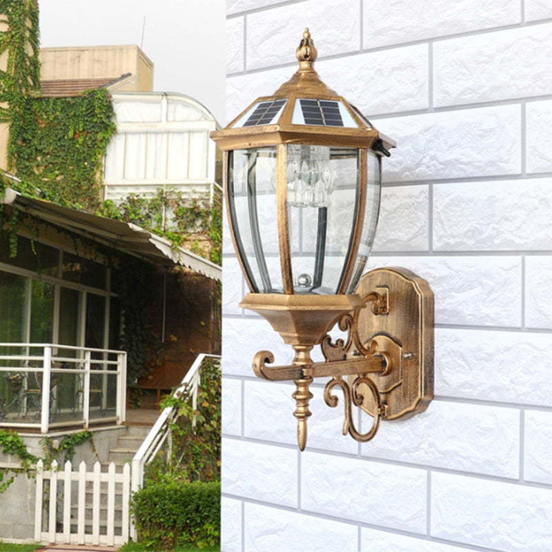 Vivolux | Solar LED Wandlamp Traditioneel Transparant Glas Bel Sconces Verlichting voor Binnenplaats