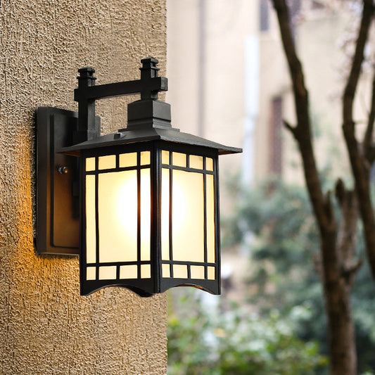 Vivolux | Rechthoekige Buiten Wandverlichting Rustiek Metaal 1-Lichts Zwarte Afwerking Wandlamp